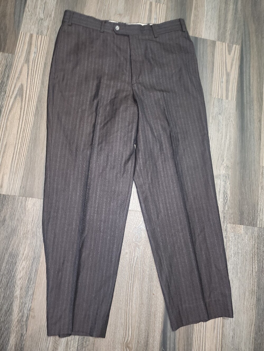 Billy Reid Mens Dress Pants Size 34 Black Striped 100% Wool Office Flat Front